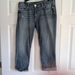 Silver Jeans Suji Capri Women's Light Blue Cropped Denim Sz 32x22 1/2